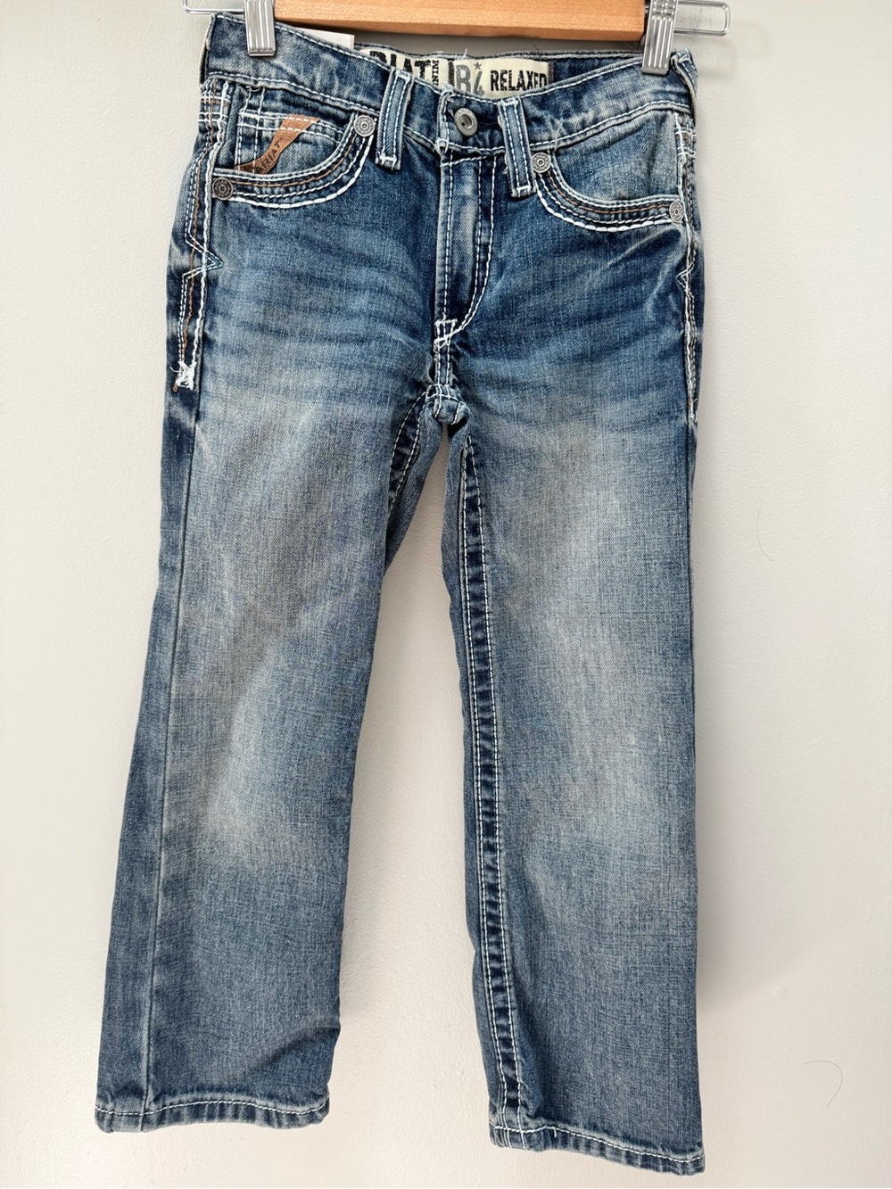 NWT! Ariat Jeans Boys Size 7R Blue B4 Relaxed Stretch Boot Cut Youth Western - Picture 5 of 6